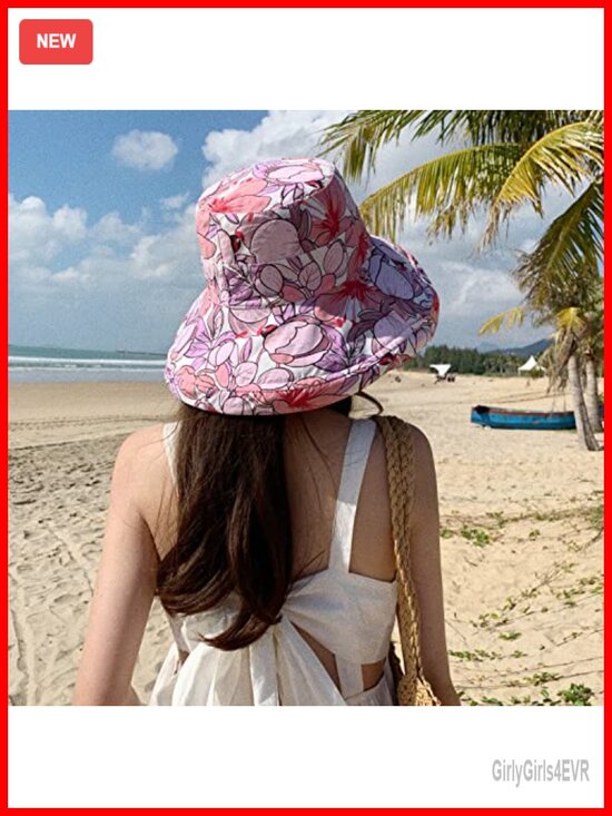 Wide Brim Sun Hat Reversible Floral Bucket UV Protection Foldable Travel main image 5